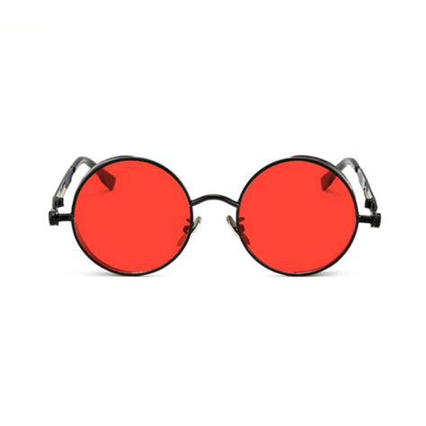 circular sunglasses red tint goth.